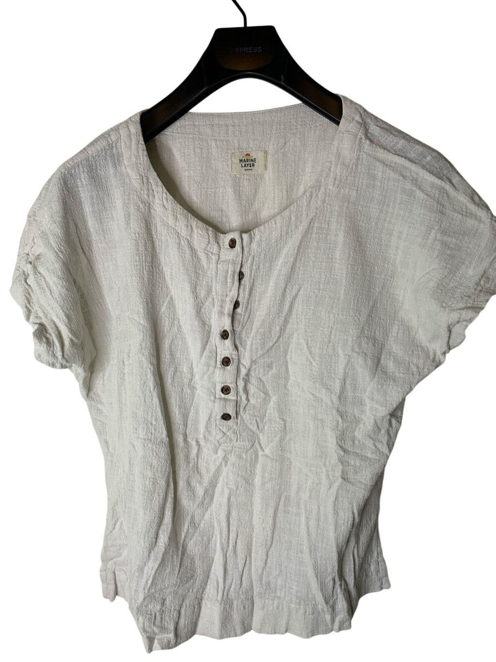 Marine Layer white gauze short sleeve blouse women's size medium